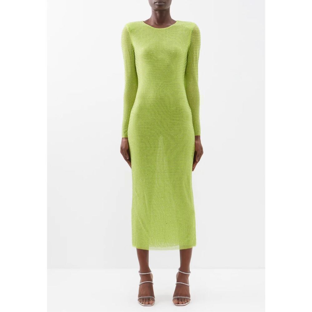 Self-Portrait Crystal-Embellished Jersey Midi Dress